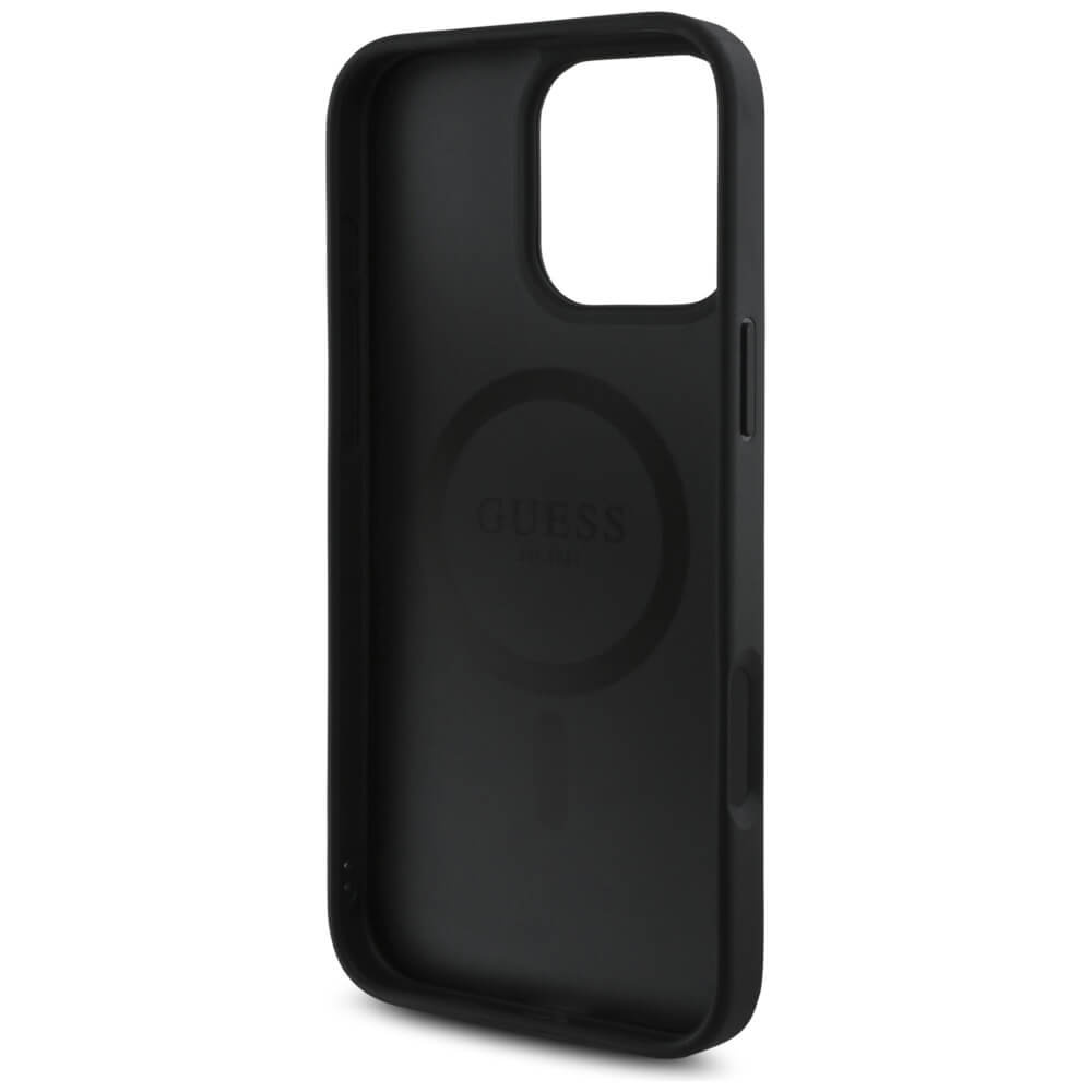 Guess iPhone 16 Pro Max - HC PU 4G Small 4G and Classic - MagSafe Σκληρή Θήκη με Επένδυση από Οικολογικό Δέρμα - Black - GUHMP16XP4SM4MK