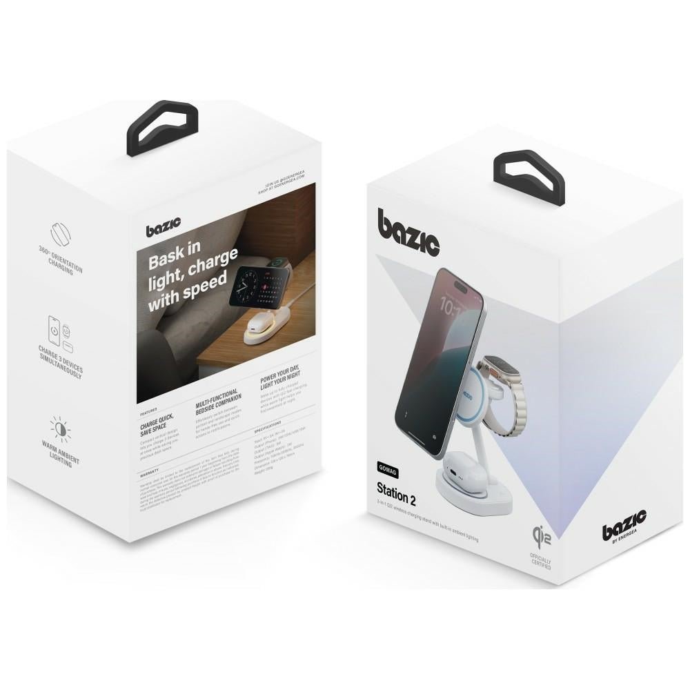 Energea 3in1 Ασύρματος Μαγνητικός Φορτιστής Qi2 MagSafe 15W - GoMag Station 2 - White