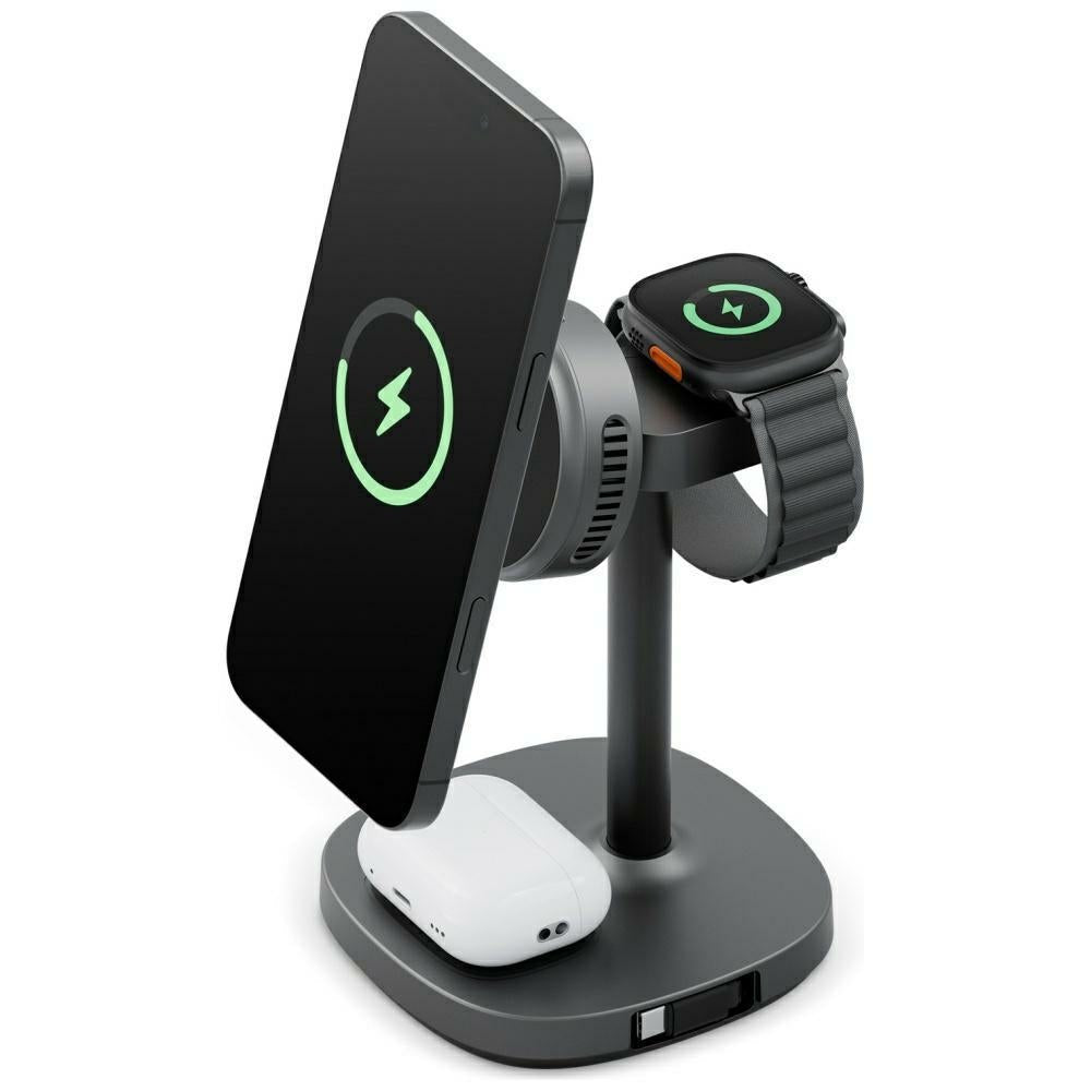 Energea MagArctic Stand - 4in1 Ασύρματος Φορτιστής MagSafe / Σταθμός Φόρτισης με Ενσωματωμένο Καλώδιο Type - C - Graphite