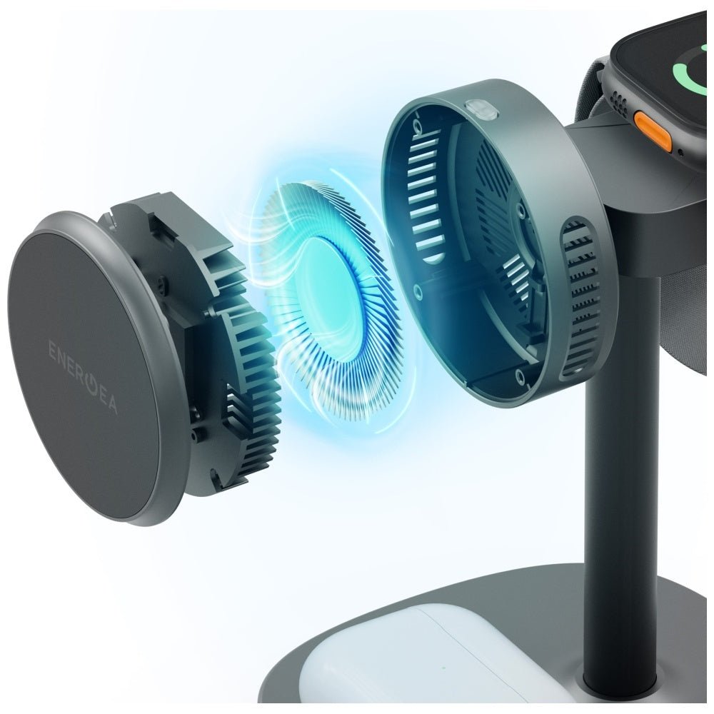 Energea MagArctic Stand - 4in1 Ασύρματος Φορτιστής MagSafe / Σταθμός Φόρτισης με Ενσωματωμένο Καλώδιο Type - C - Graphite