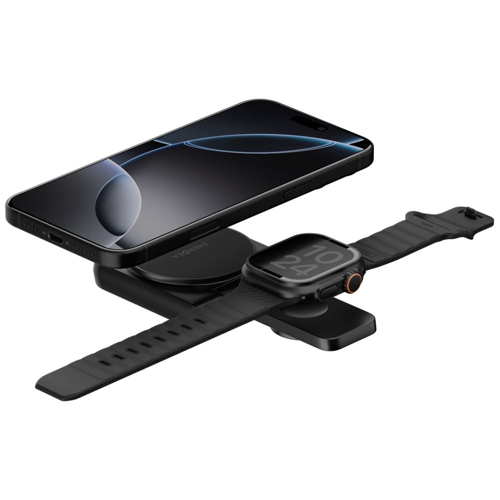 Energea Magduo - 2in1 Αναδιπλούμενος Ασύρματος Μαγνητικός Φορτιστής MagSafe - Grey