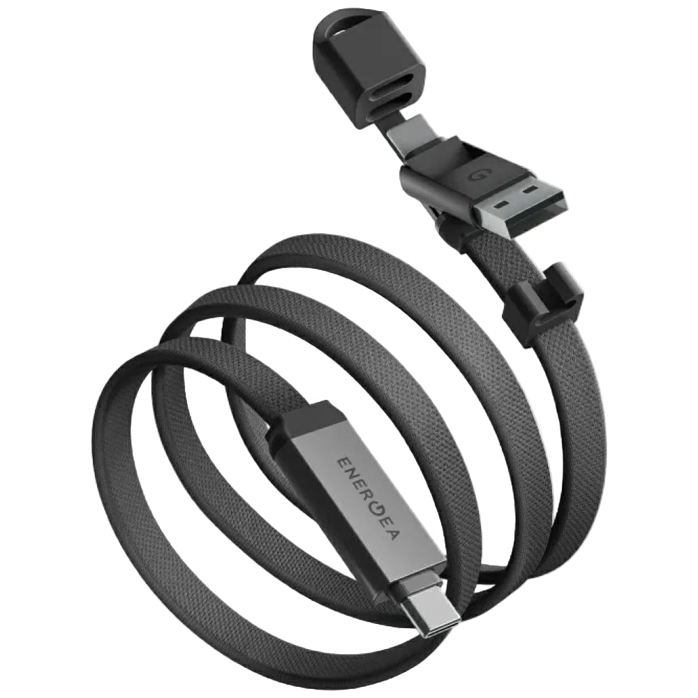 Energea Sheath Travel - 2in1 Καλώδιο Γρήγορης Φόρτισης 60W Type - C to Type - C / Type - C to USB - A 1.2m - Gunmetal