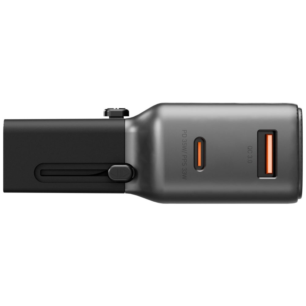 Energea TravelGo Adapter 35 - Οικιακός Φορτιστής Γρήγορης Φόρτισης με Eναλλάξιμα Bύσματα με 1 Θύρα USB και 1 Θύρα Type - C 35W - Graphite