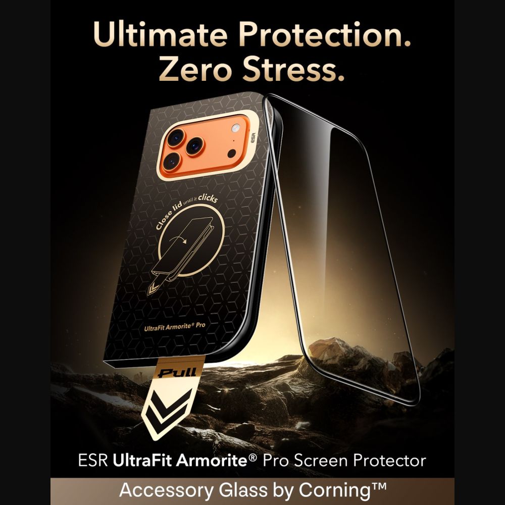 ESR iPhone 17 Pro / iPhone 18 Pro - Full Screen Αντιχαρακτικό Γυαλί Οθόνης - UltraFit Armorite Pro - Black