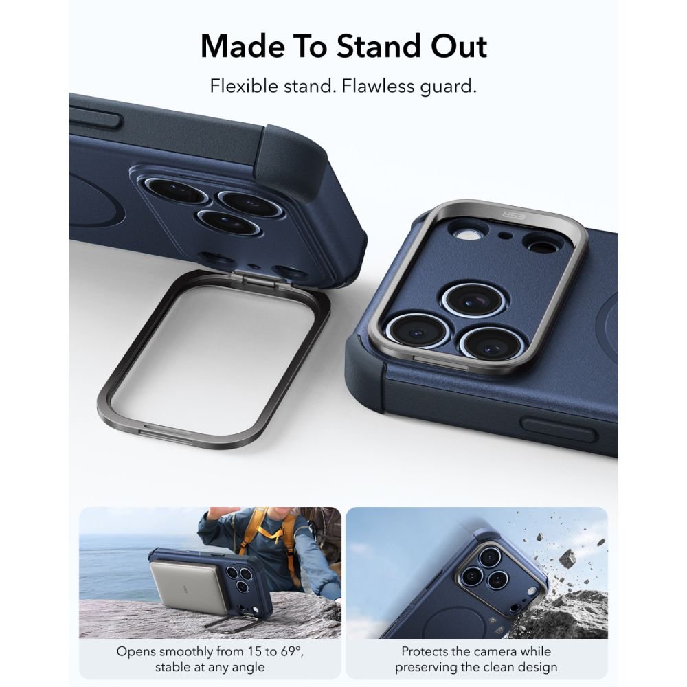 ESR iPhone 17 Pro / iPhone 18 Pro - Σκληρή Θήκη MagSafe με Πλαίσιο Σιλικόνης και Σταντ - Cyber Tough Kickstand - Blue