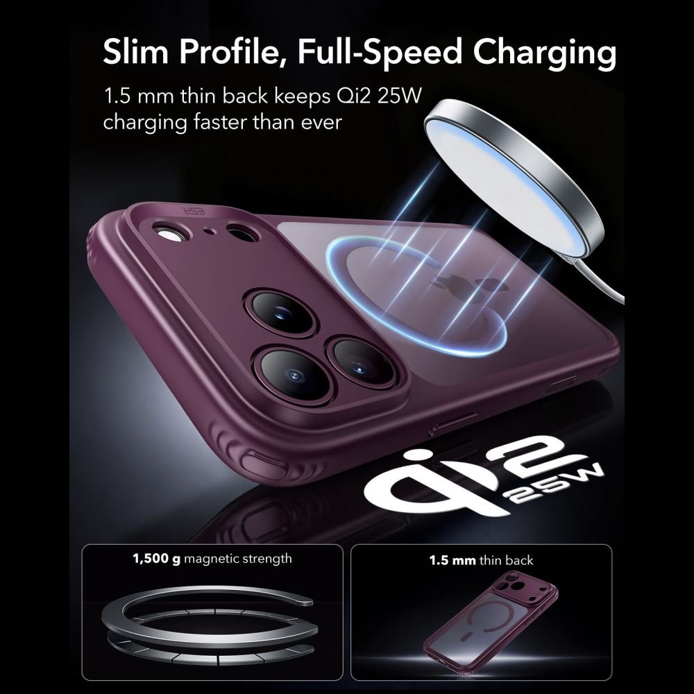 ESR iPhone 17 Pro / iPhone 18 Pro - Σκληρή Θήκη με Πλαίσιο Σιλικόνης - Classic Hybrid MagSafe - Frosted Deep Burgundy