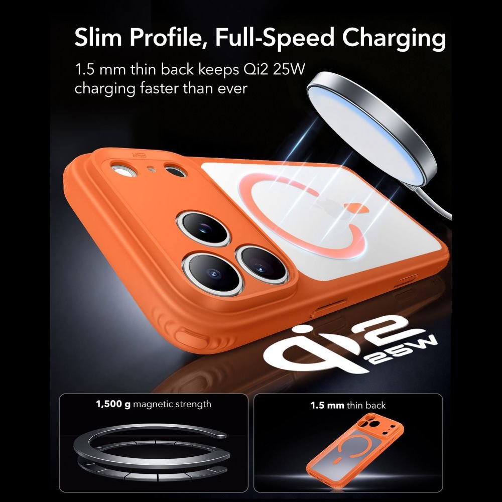 ESR iPhone 17 Pro Max / iPhone 18 Pro Max - Σκληρή Θήκη με Πλαίσιο Σιλικόνης - Classic Hybrid MagSafe - Frosted Orange