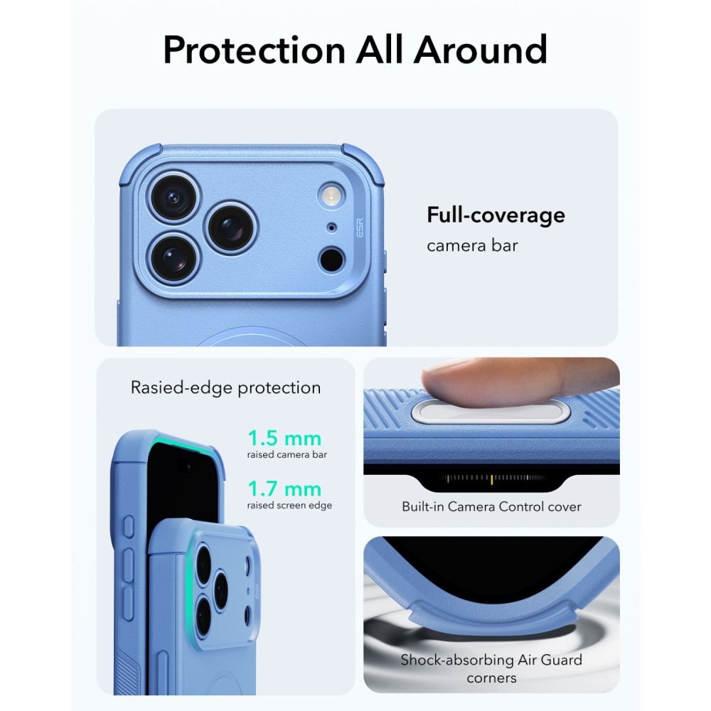 ESR iPhone 17 Pro Max / iPhone 18 Pro Max - Σκληρή Θήκη με Πλαίσιο Σιλικόνης και MagSafe - Cyber Tough MagSafe - Light Blue