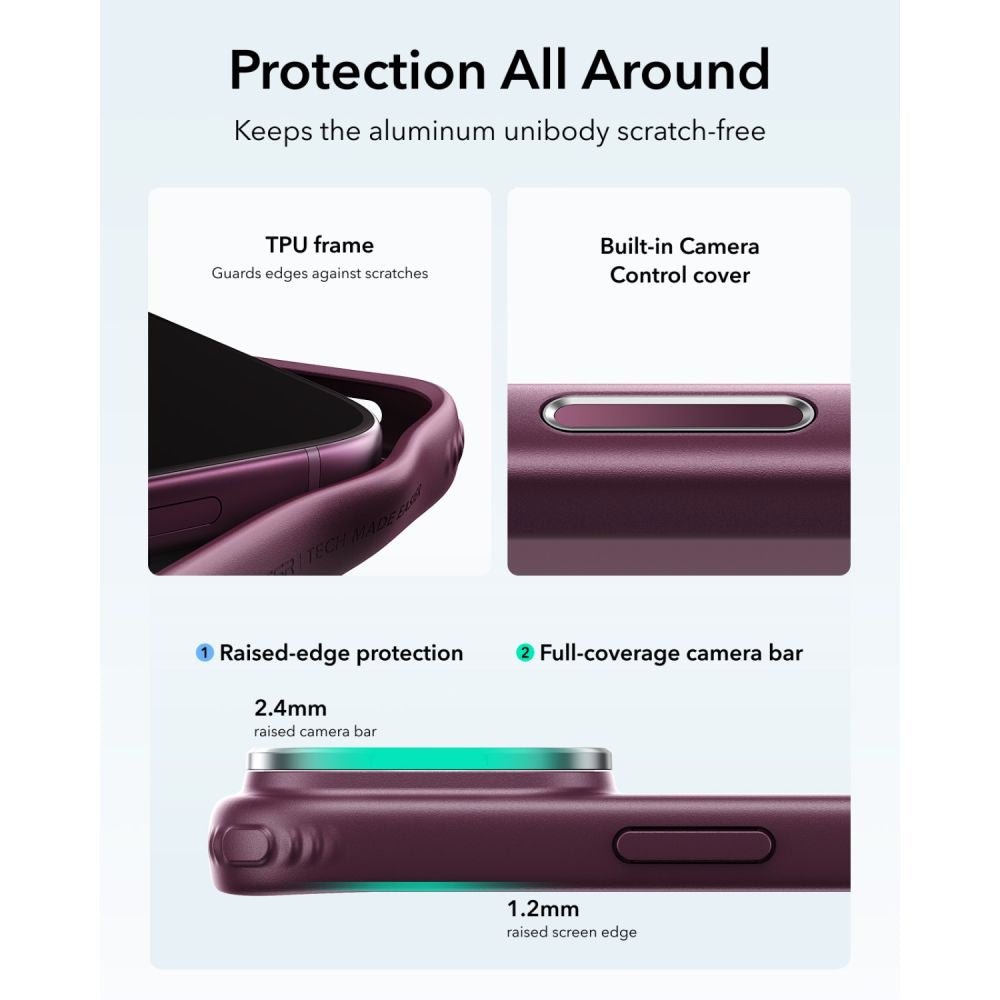 ESR iPhone 17 Pro Max / iPhone 18 Pro Max - Σκληρή Θήκη με Πλαίσιο Σιλικόνης και Σταντ - Classic Hybrid Kickstand MagSafe - Frosted Deep Burgundy