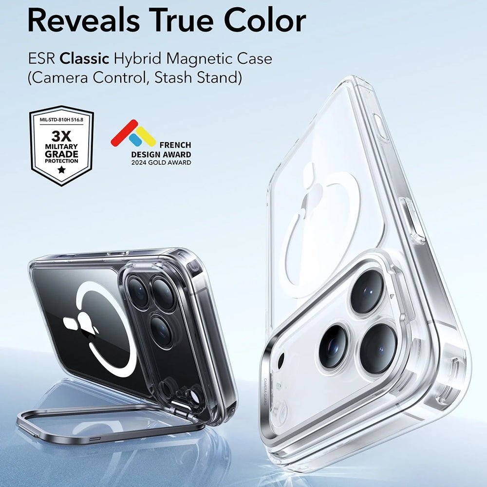 ESR iPhone 17 Pro Max - Σκληρή Θήκη με Πλαίσιο Σιλικόνης και Stand - Classic Hybrid HaloLock Kickstand - Clear
