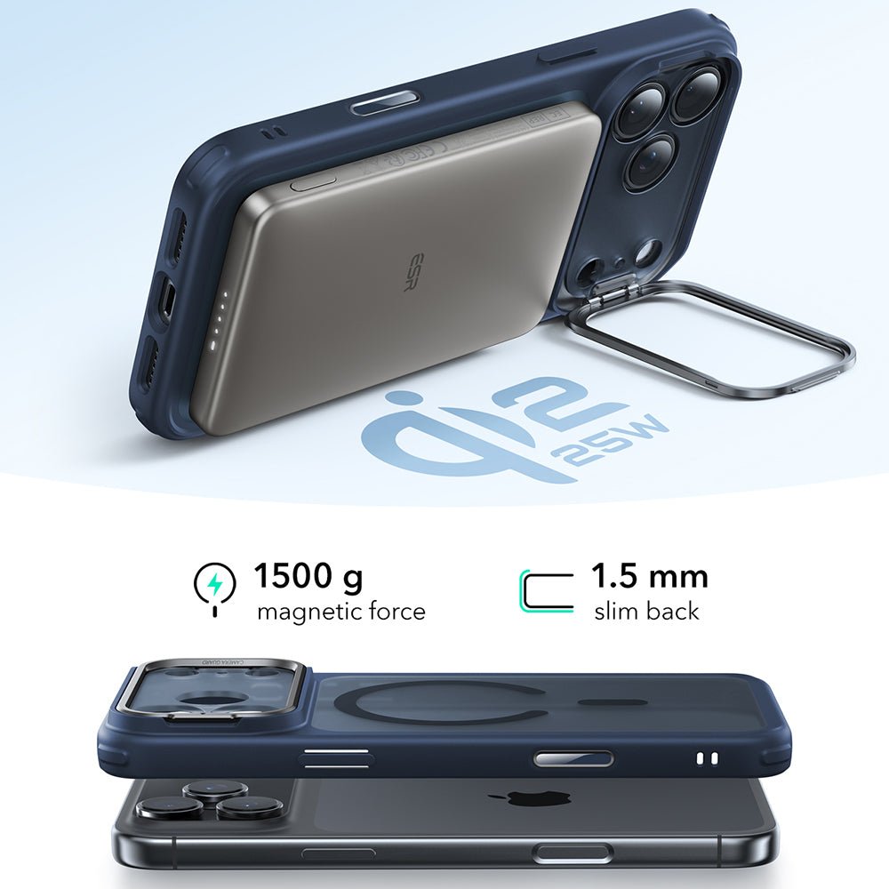 ESR iPhone 17 Pro Max - Σκληρή Θήκη με Πλαίσιο Σιλικόνης και Stand - Classic Hybrid HaloLock Kickstand - Frosted Blue