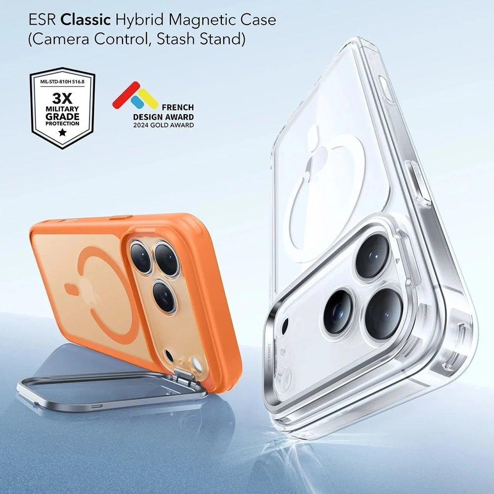 ESR iPhone 17 Pro Max - Σκληρή Θήκη με Πλαίσιο Σιλικόνης και Stand - Classic Hybrid HaloLock Kickstand - Frosted Orange