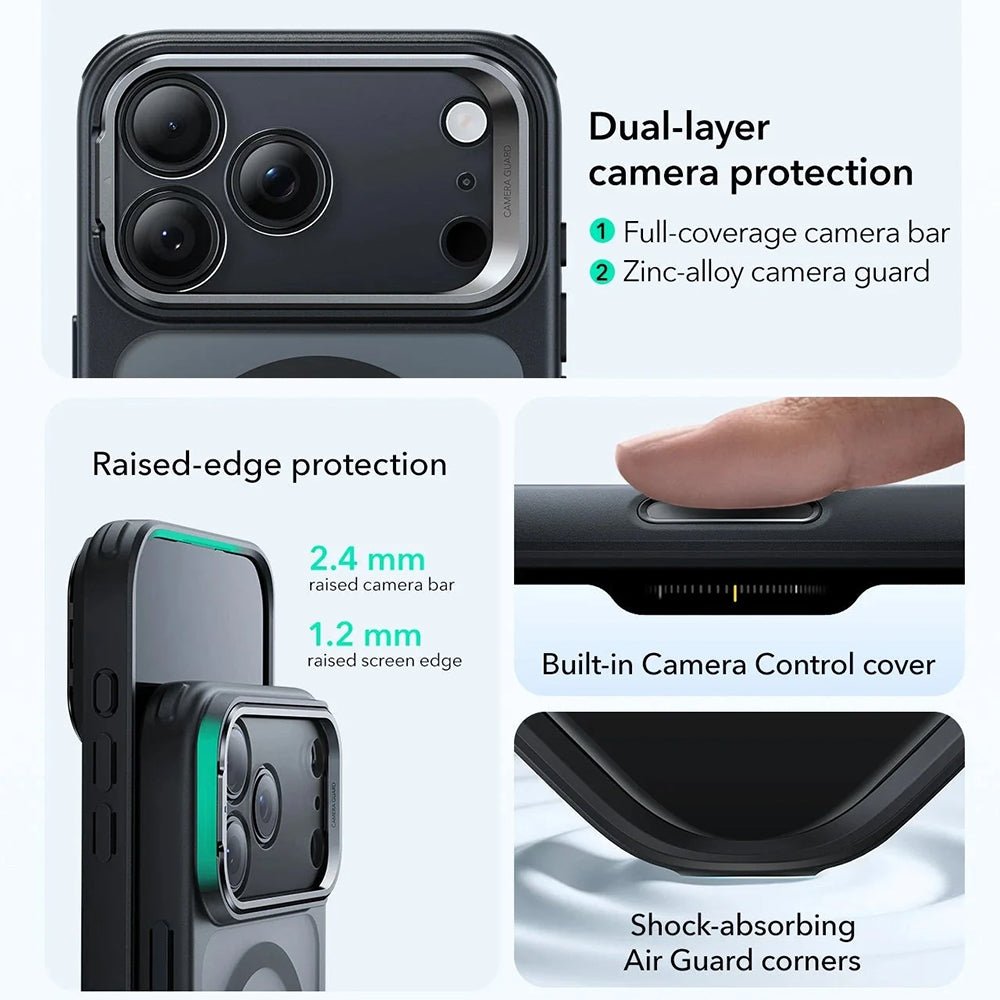 ESR iPhone 17 Pro - Σκληρή Θήκη με Πλαίσιο Σιλικόνης και Stand - Classic Hybrid HaloLock Kickstand - Frosted Black