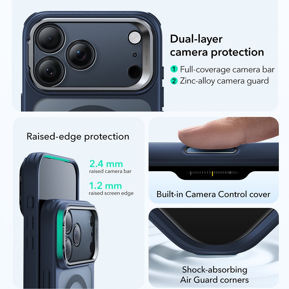 ESR iPhone 17 Pro - Σκληρή Θήκη με Πλαίσιο Σιλικόνης και Stand - Classic Hybrid HaloLock Kickstand - Frosted Blue
