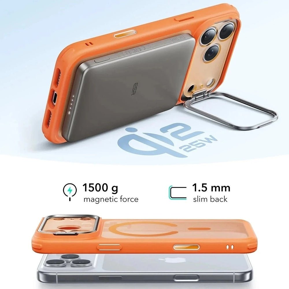 ESR iPhone 17 Pro - Σκληρή Θήκη με Πλαίσιο Σιλικόνης και Stand - Classic Hybrid HaloLock Kickstand - Frosted Orange