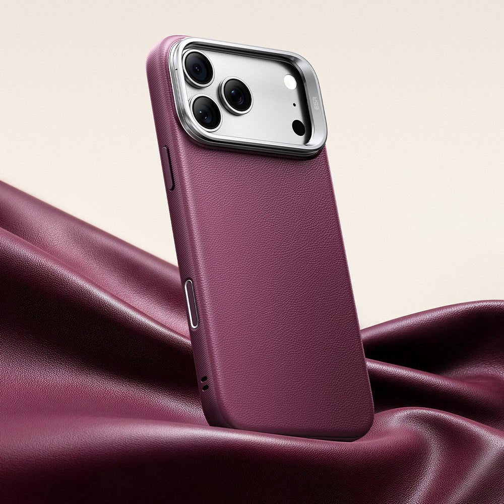 ESR iPhone 18 Pro / iPhone 17 Pro - Σκληρή Θήκη MagSafe με Πλαίσιο Σιλικόνης και Σταντ - Atelier Magnetic Kickstand - Frosted Deep Burgundy