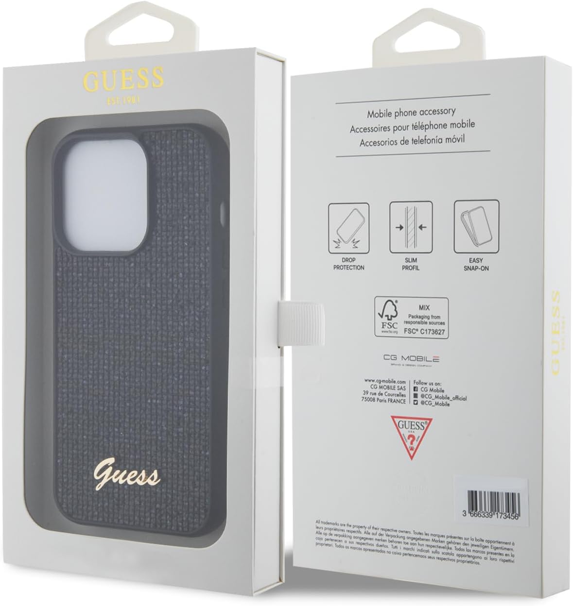 Guess iPhone 15 Pro - Sequin Script Metal Σκληρή Θήκη με Επένδυση από Παγέτες - Black - GUHCP15LPSFDGSK