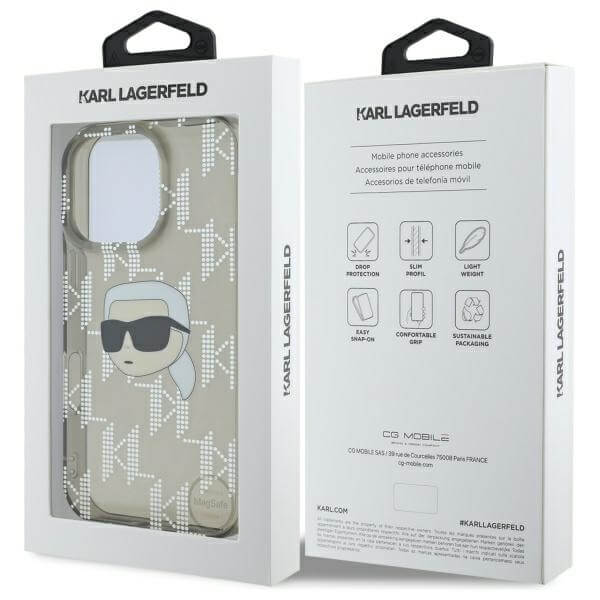 Karl Lagerfeld iPhone 16 Pro - IML Karl Head Electroplated - Σκληρή Θήκη με Πλαίσιο Σιλικόνης - Black - KLHCP16LHKLPKHK