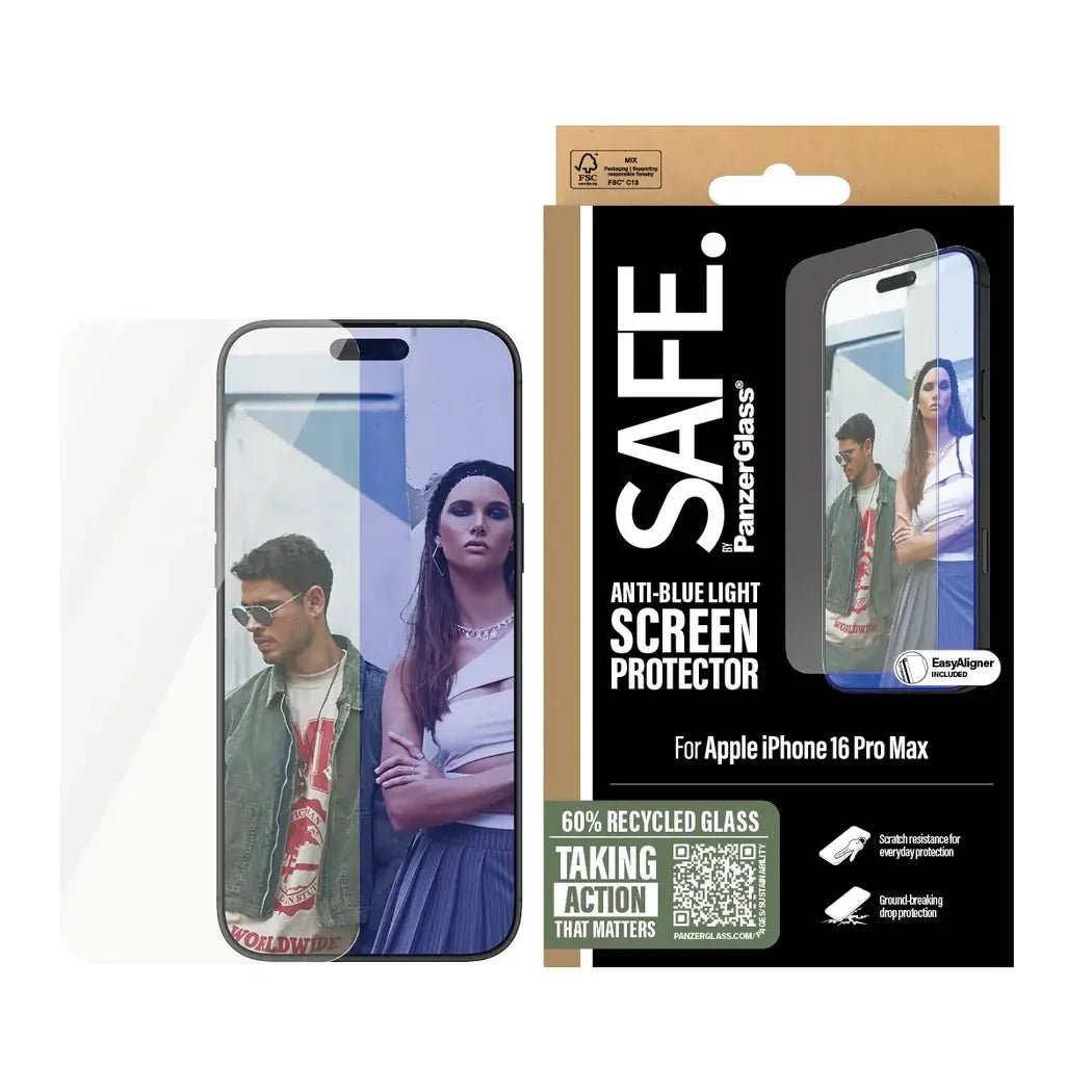 Safe by PanzerGlass iPhone 16 Pro Max Ultra - Wide Fit Anti - Blue Light Screen Protector Αντιχαρακτικό Γυαλί Οθόνης - Διάφανο - SAFE95882