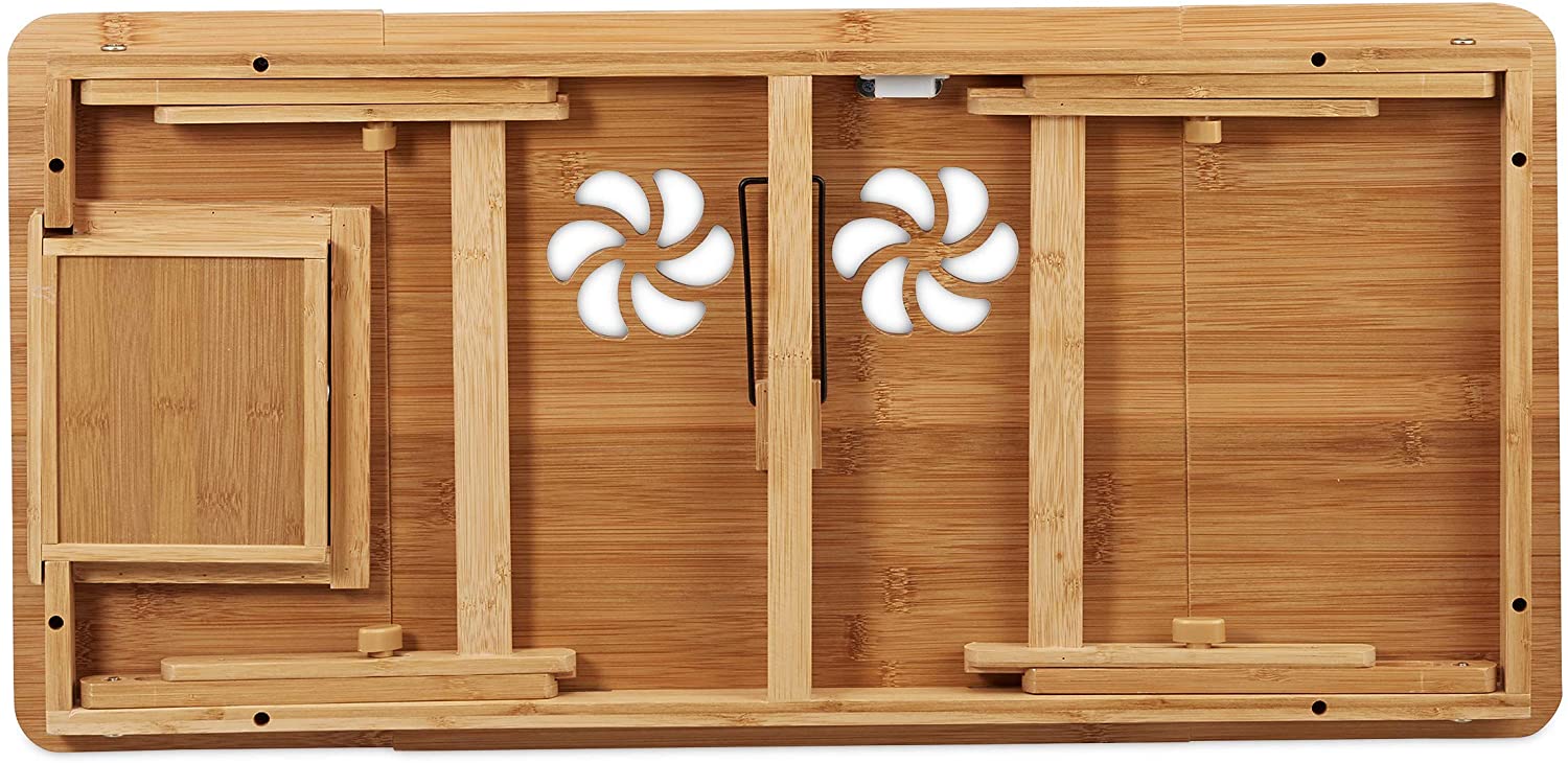 Relaxdays XL Ξύλινη Βάση Στήριξης Laptop με Ρυθμιζόμενο Ύψος και Συρτάρι - Natural - 4052025222185