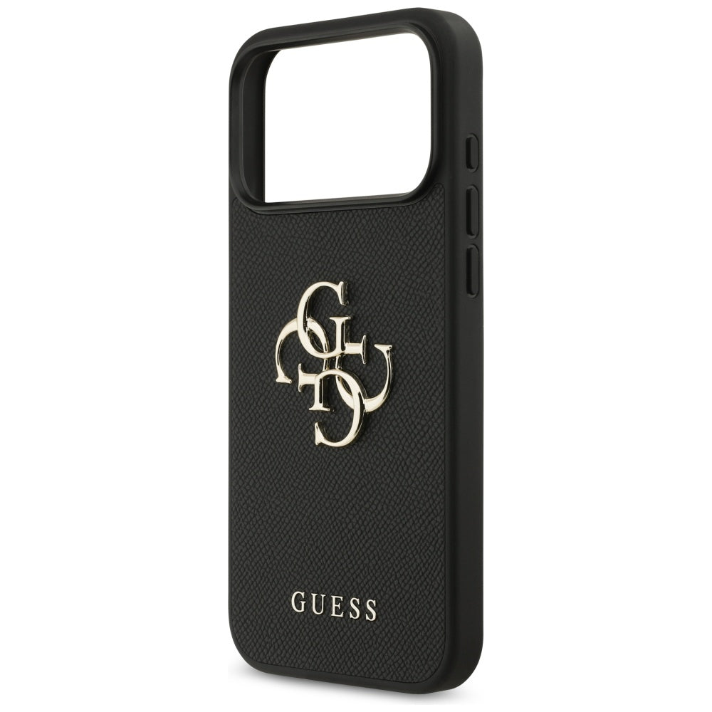 Guess iPhone 17 Pro Max - Grained Big 4G and Classic Logo - Σκληρή Θήκη με Επένδυση από Οικολογικό Δέρμα - Black - GUHCP17MPGT4MBK