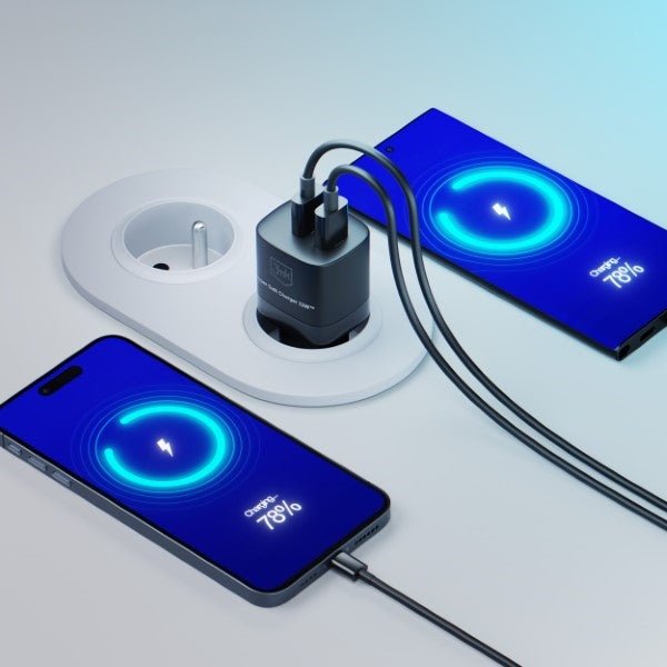 3MK Hyper GaN 33W Οικιακός Φορτιστής Γρήγορης Φόρτισης με 1 Θύρα Type - C και 1 Θύρα USB - Black