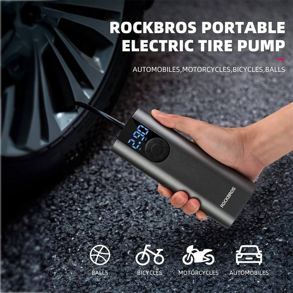 Rockbros 42720001001 Ηλεκτρική Αντλία Αέρα Ποδηλάτου με Οθόνη LED - Black