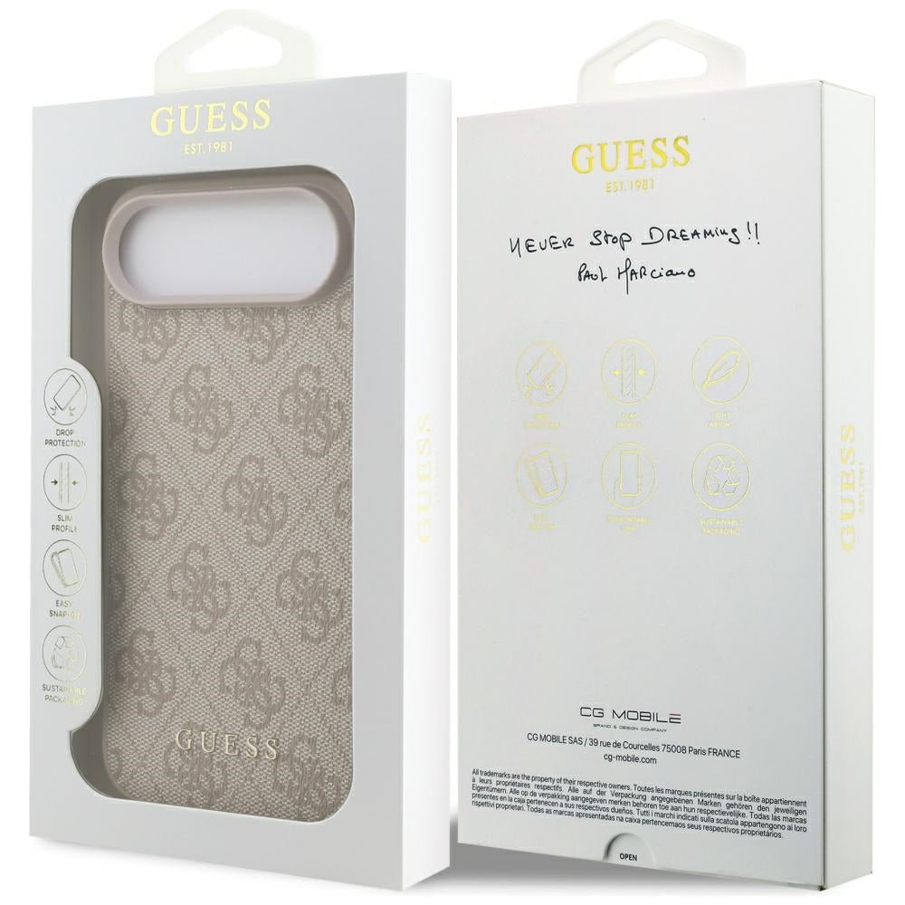 Guess iPhone Air - 4G Classic - Σκληρή Θήκη με Πλαίσιο Σιλικόνης και Επένδυση Συνθετικού Δέρματος - Pink - GUHCP17MG4GFPI