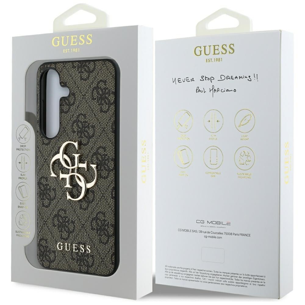 Guess Samsung Galaxy S25 - 4G Big Metal Logo - Θήκη με Επένδυση Συνθετικού Δέρματος - Brown - GUHCS25S4GMGBR