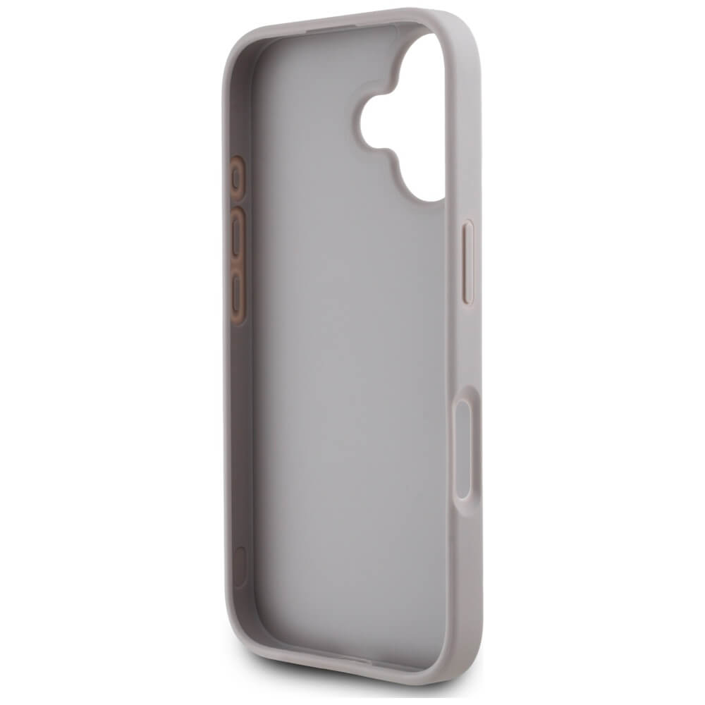 Guess iPhone 16 - Grained Roses Big 4G Logo - Σκληρή Θήκη με Επένδυση από Οικολογικό Δέρμα - Purple - GUHCP16SPGROP4MU