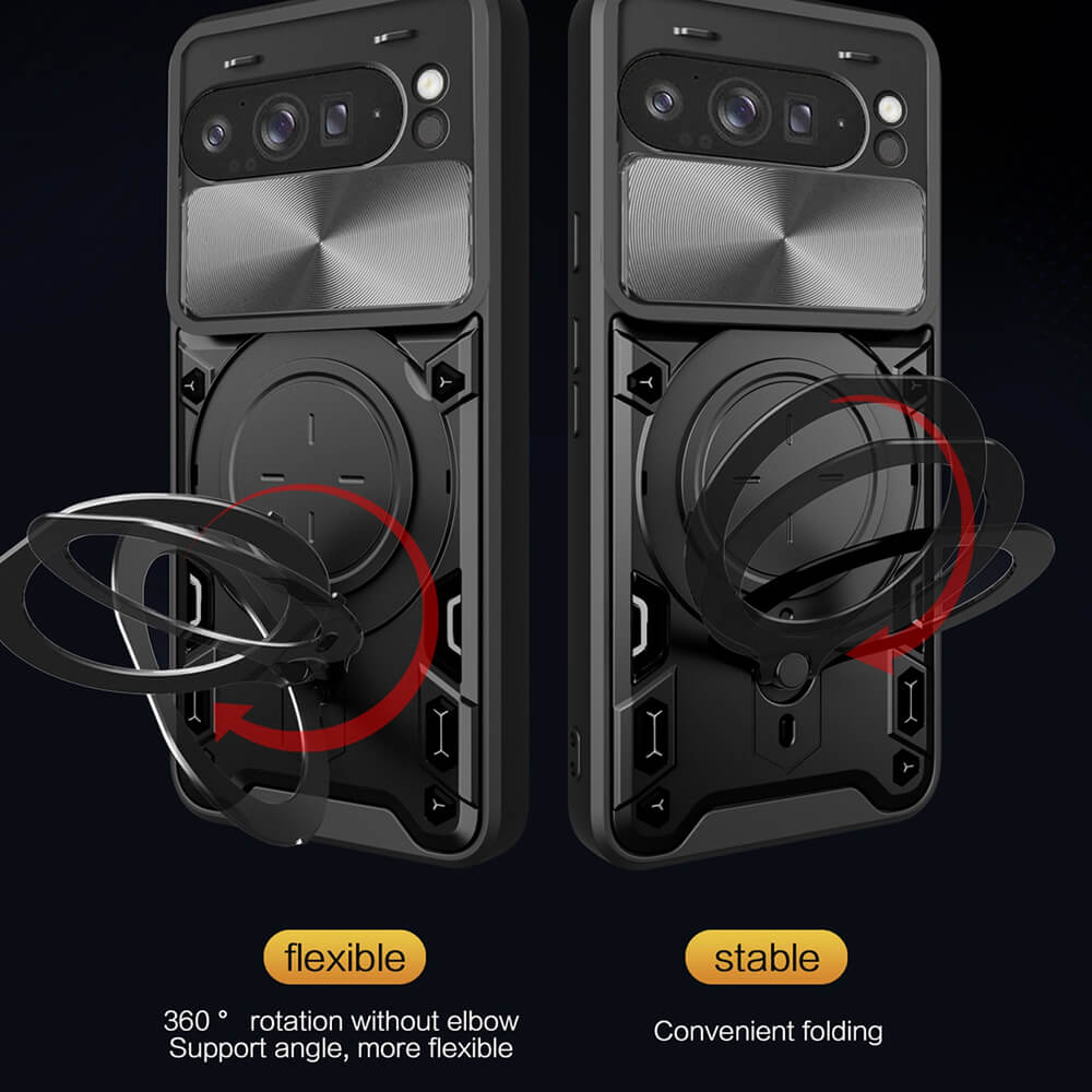 Techsuit Xiaomi Redmi Note 14 Pro 5G / Poco X7 - CamGuard Pro - Σκληρή Θήκη με Προστασία Καμερών και Δαχτυλίδι Συγκράτησης - Black