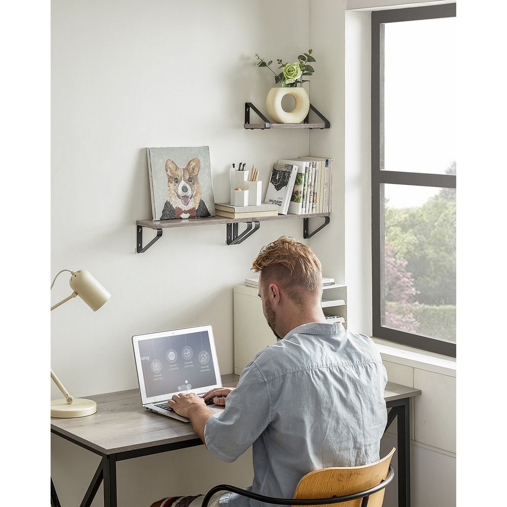 Vasagle Σετ με 3 Επιτοίχια Ράφια Διαφορετικού Μεγέθους - Grey / Black - LWS033B02