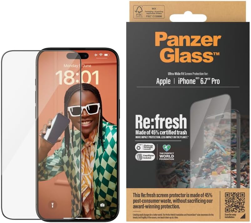PanzerGlass iPhone 15 Pro Max Refresh Ultra - Wide Fit Easy Aligner Full Screen Αντιχαρακτικό Γυαλί Οθόνης - Black