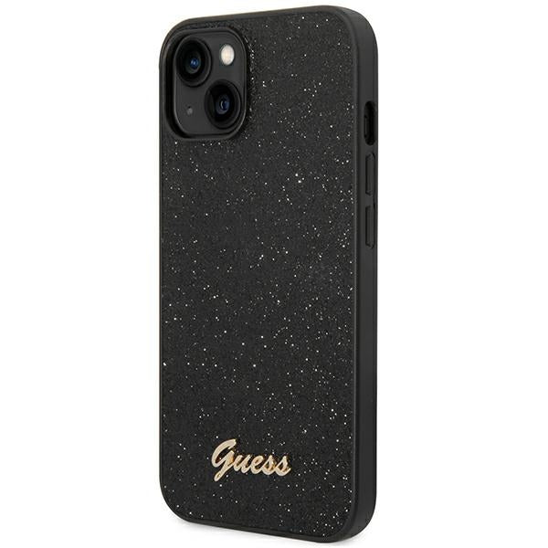 Guess iPhone 14 Plus Glitter Script Σκληρή Θήκη με Πλαίσιο Σιλικόνης - Βlack - GUHCP14MHGGSHK