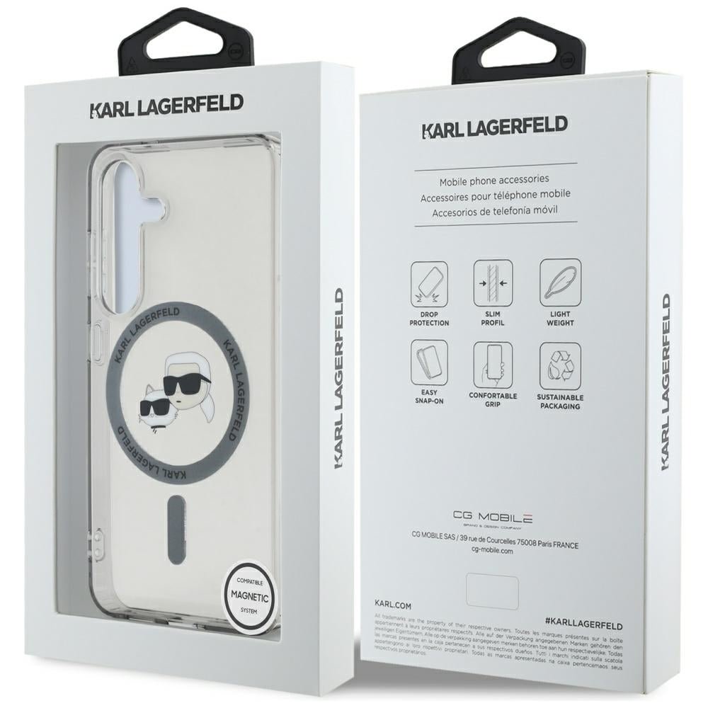 Karl Lagerfeld Samsung Galaxy S25 Plus - Button Karl and Choupette Heads Printed Logo - MagSafe Σκληρή Θήκη με Πλαίσιο Σιλικόνης - Black - KLHMS25MHLSKCK