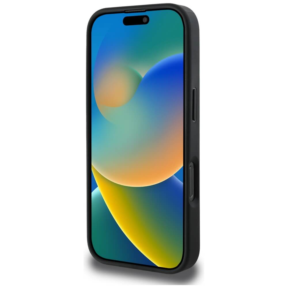 Guess iPhone 16 Pro Max - Grained Roses Big 4G Logo - Σκληρή Θήκη με Επένδυση από Οικολογικό Δέρμα - Black - GUHCP16XPGROP4MK