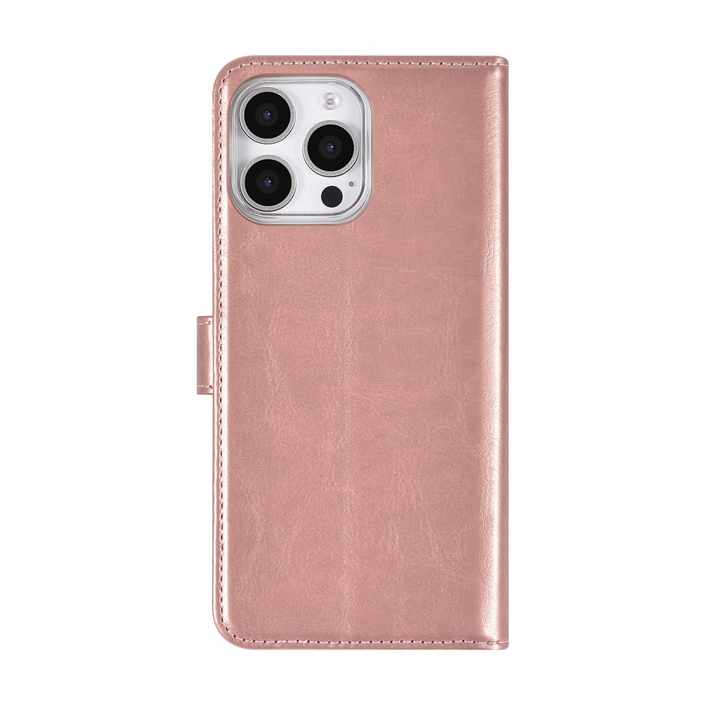 Tuniq iPhone 16 Pro Max - Θήκη Πορτοφόλι Stand από Δερματίνη - Rose Gold