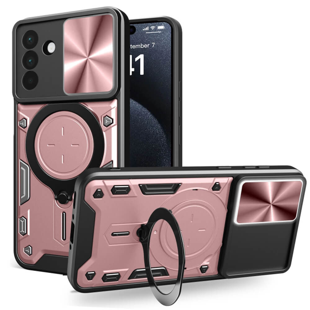 Techsuit Samsung Galaxy A56 5G - CamGuard Pro - Σκληρή Θήκη με Προστασία Καμερών και Δαχτυλίδι Συγκράτησης - Rose Gold