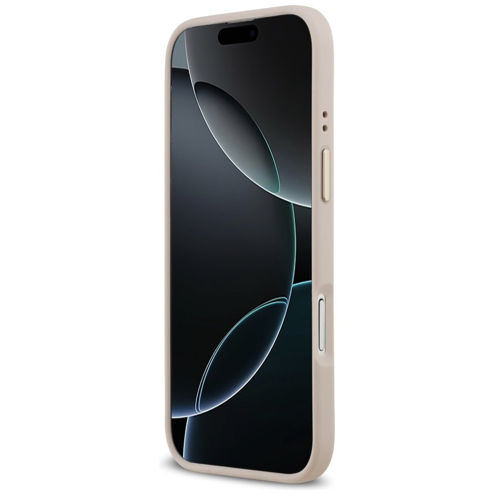 Guess iPhone Air - 4G Strass Logo and Big Strap Metal Buttons MagSafe - Θήκη με Επένδυση Συνθετικού Δέρματος και Λουράκι - Pink - GUHMP17MP4G4DCSP