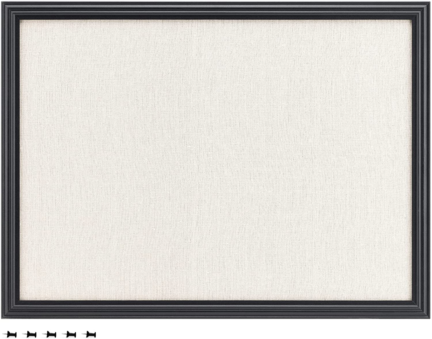 Navaris Πίνακας Ανακοινώσεων από Λινό Ύφασμα με Κορνίζα - Black / Beige - 56832.2