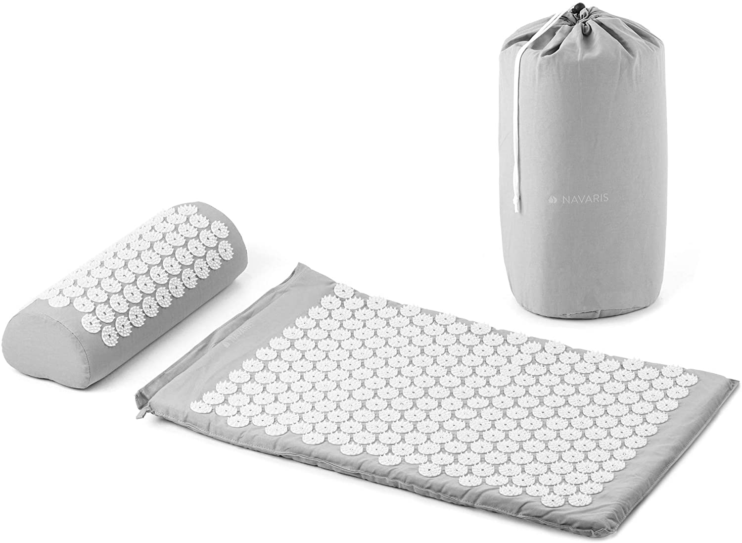 Navaris 2 - in - 1 Acupressure Mat and Pillow Set Σετ 2 σε 1 Χαλάκι και Μαξιλάρι Μασάζ - Grey / White - 43899.70