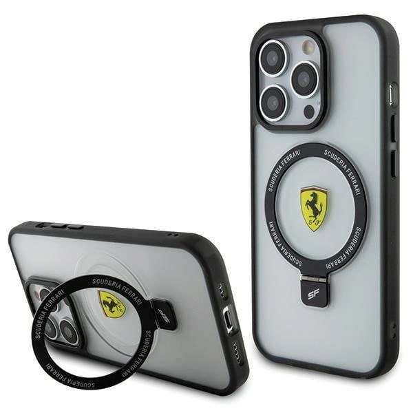 Ferrari iPhone 15 Pro Max Ring Stand 2023 Collection MagSafe Σκληρή Θήκη με Πλαίσιο Σιλικόνης και Stand / MagSafe - Ημιδιάφανη / Black - FER000607 - 0