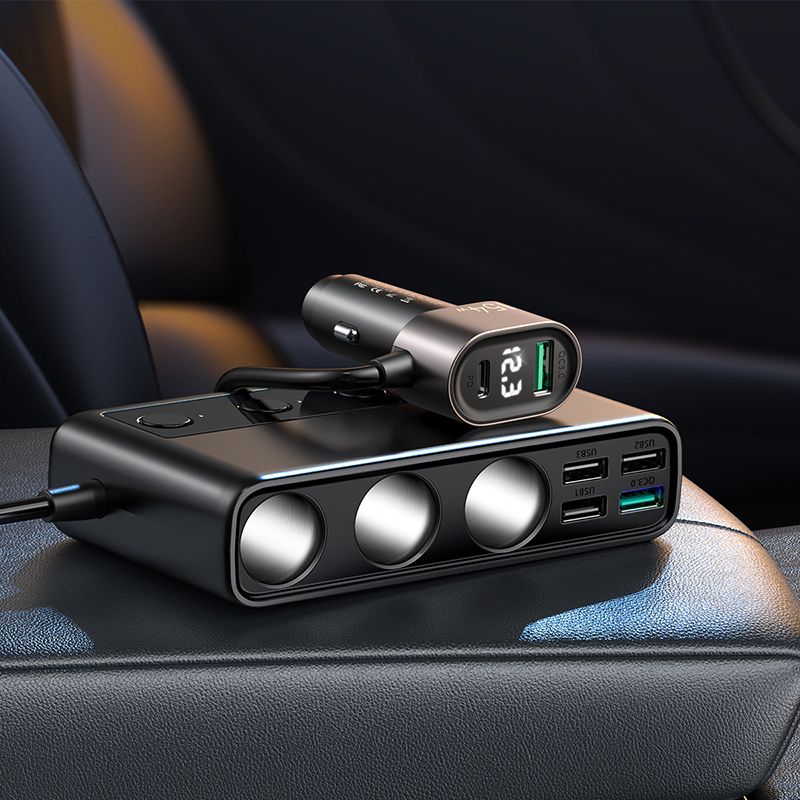 Joyroom Multi - Port Car Cigarette Lighter Φορτιστής Αυτοκινήτου Γρήγορης Φόρτισης PD154W - Black - JR - CL06