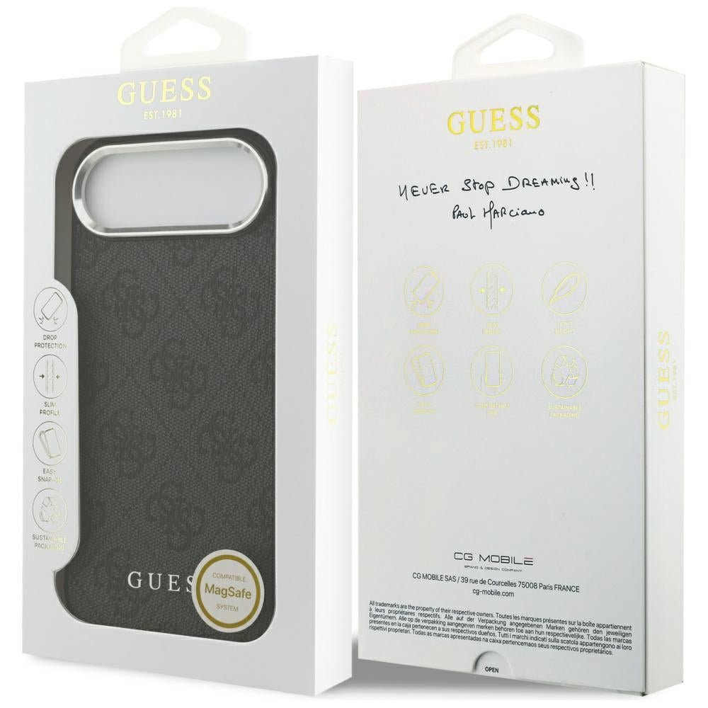 Guess iPhone Air - 4G Classic Logo MagSafe - Σκληρή Θήκη με Πλαίσιο Σιλικόνης και Επένδυση Οικολογικού Δέρματος - Black - GUHMP17MP4GSSMCK