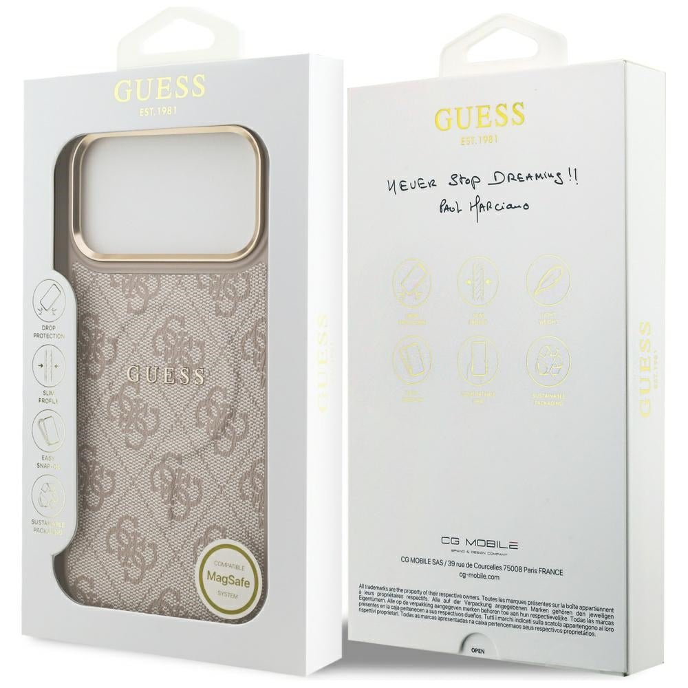 Guess iPhone 17 Pro Max - 4G PU Classic Logo MagSafe - Σκληρή Θήκη με Πλαίσιο Σιλικόνης και Επένδυση Οικολογικού Δέρματος - Pink - GUHMP17XP4MSEGCP