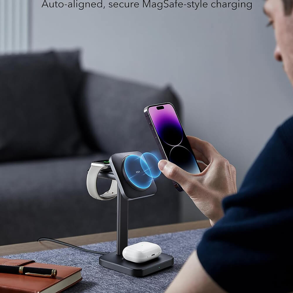 ESR 3in1 HaloLock Qi2 Ασύρματος Μαγνητικός Φορτιστής MagSafe - Black