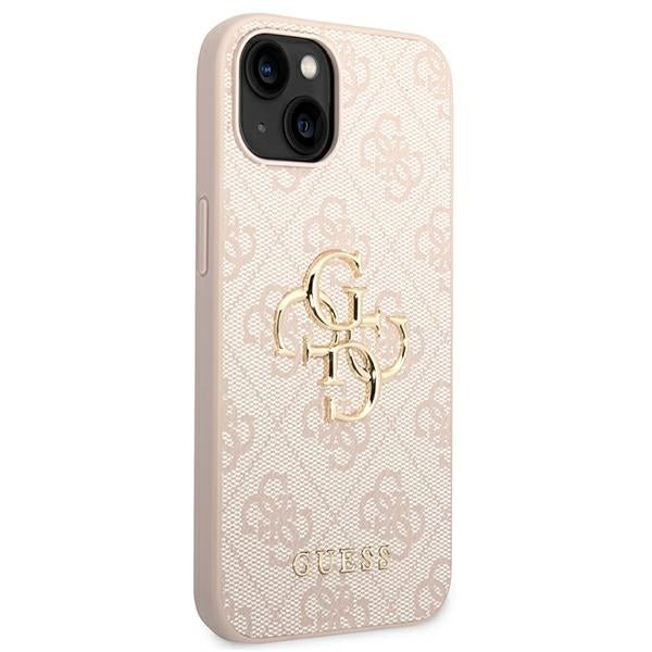 Guess iPhone 14 Plus - 4G Big Metal Logo Θήκη με Επένδυση Συνθετικού Δέρματος - Pink - GUHCP14M4GMGPI