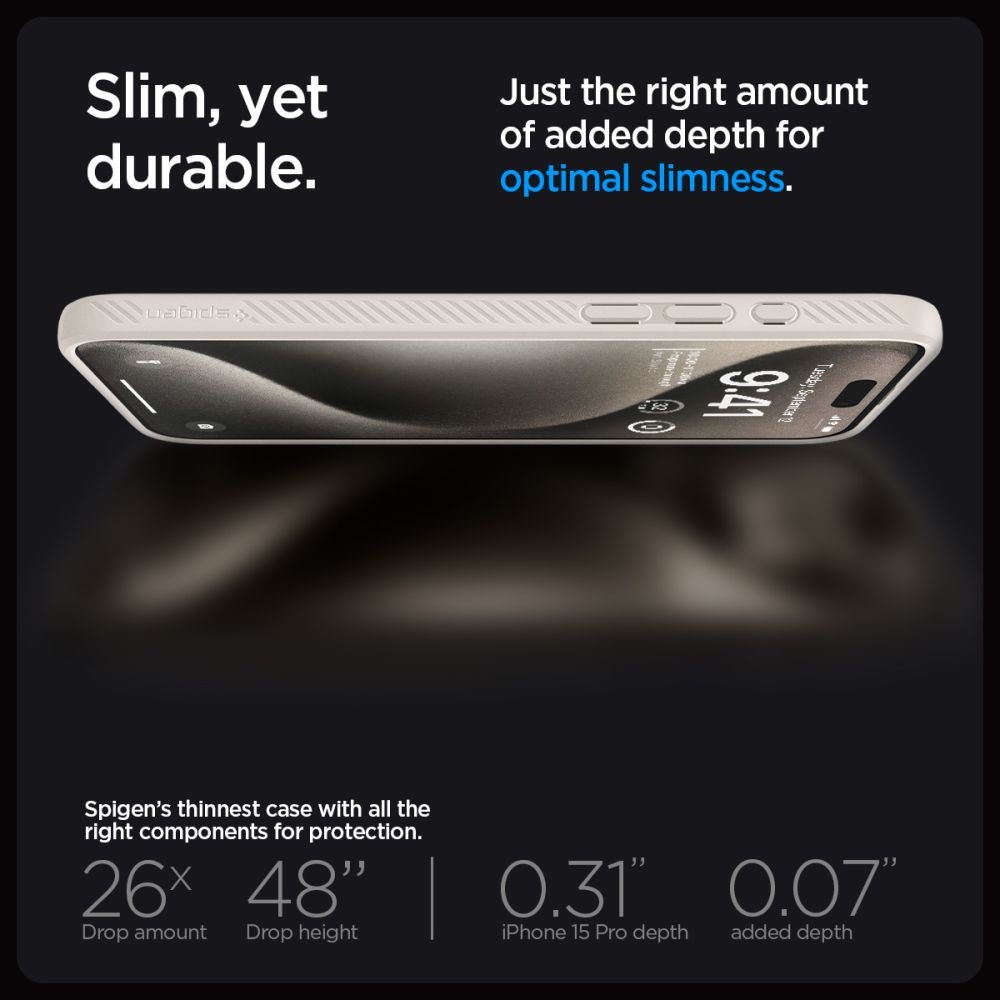 Spigen iPhone 15 Pro Liquid Air Θήκη Σιλικόνης - Natural Titanium