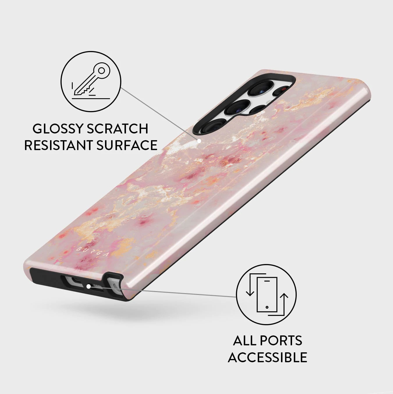 Burga Samsung Galaxy S22 Ultra Fashion Tough Σκληρή Θήκη - Golden Coral