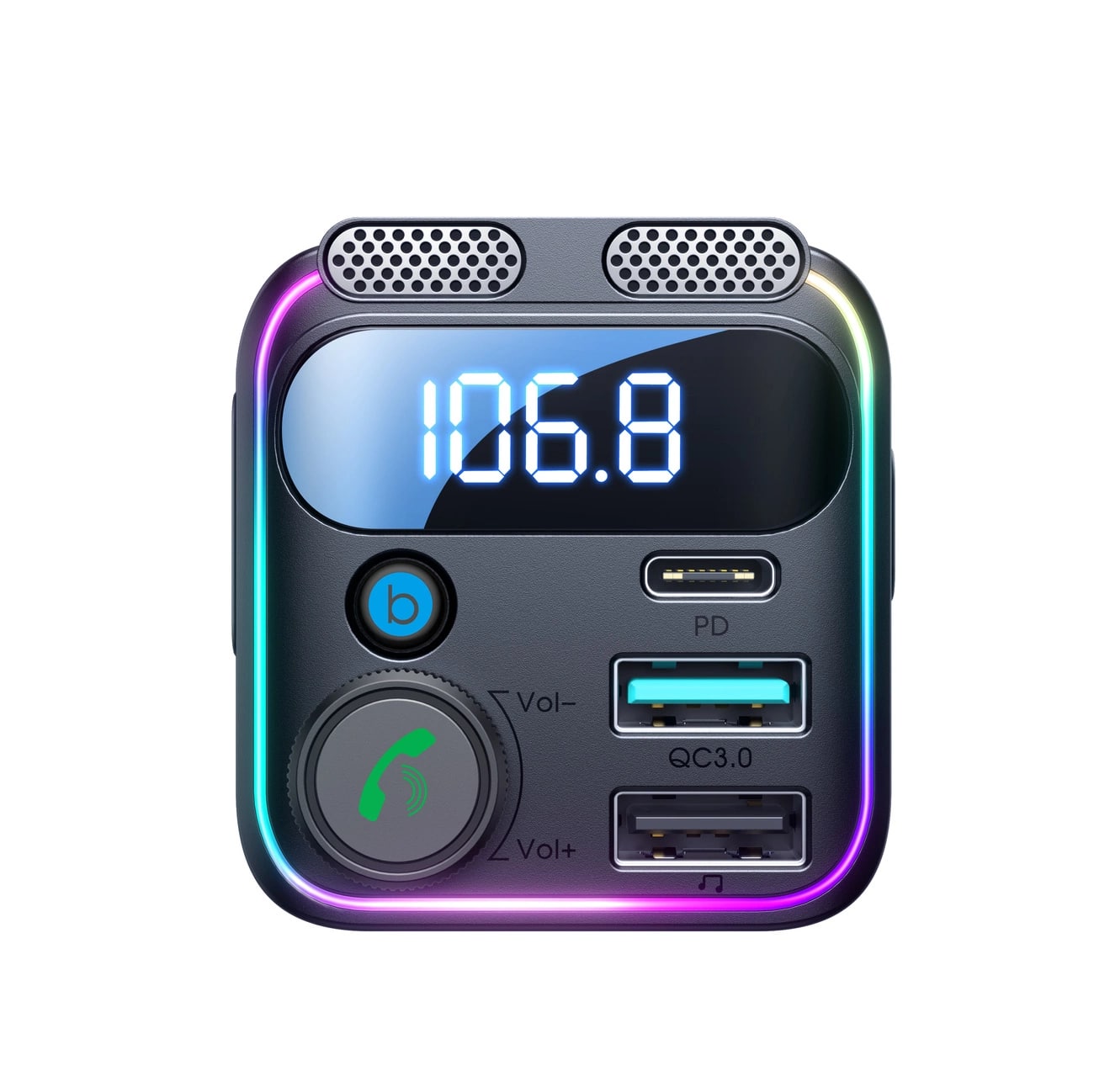 Joyroom JR - CCB01 Bluetooth 5.3 FM Transmitter για Αναπαραγωγή Μουσικής / Κλήσεις / Φόρτιση Κινητών στο Αυτοκίνητο 48W - Black